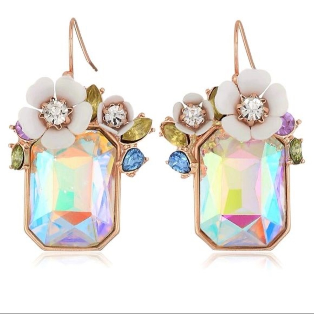 Betsey Johnson Multicolor Floral Crystal Earrings - Picture 2 of 4